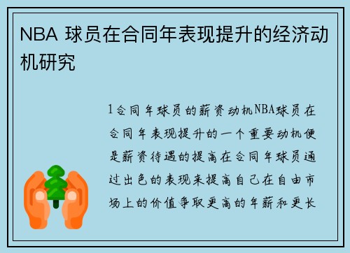 NBA 球员在合同年表现提升的经济动机研究